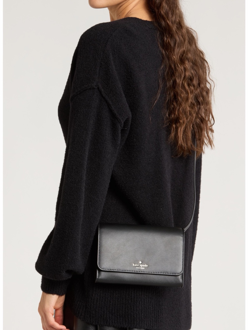 kate spade Black Leather Flap Crossbody Bag